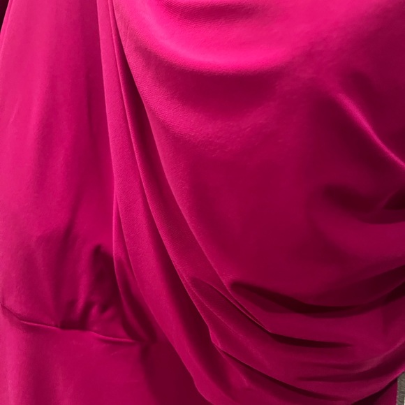Nightway Womens Magenta Stretch Ruched One Shoulder Bodycon Dress Size 22W - Picture 4 of 6